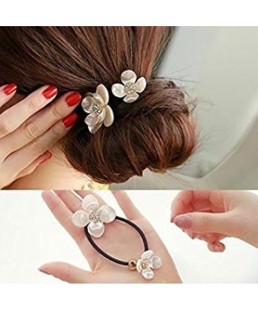 Meilliwish Crystal Flowers Ponytail Holder Hair Tie (B79) - Buy Online on SooperMarket.com
