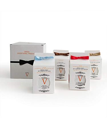 Stayia Farm Vasilissa Greek Organic Honey | Combo IMPURITIES Box | Authentic Certified Raw Honey BIO Product Greek Honey | Variety of Aromas | 4X 250g Jars