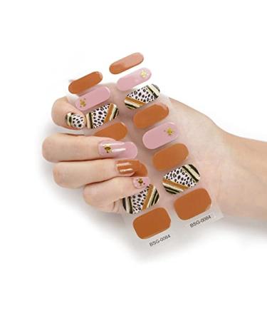 Semi-cured Gel Nail Sticker UV/LED Lamp Required Gel Nail Polish Wrap Fashion Design Gel Nail Art Stickers for Women Winter Autumn 0084