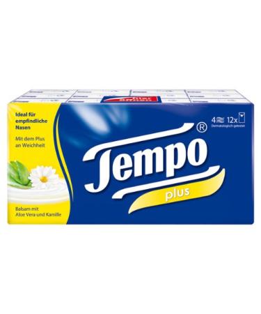 Tempo tissues Plus 12x9 tissues pack of 4 (48 packets) White 12 pieces (pack of 4)