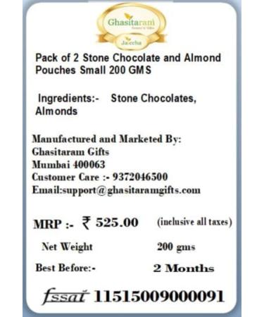 Jaiccha Ghasitaram Diwali Gifts Chocolate - Pack of 2 Stone Chocolate and Almond Pouches Small 200 GMS with 2 T-Lites - Buy Online on SooperMarket.com