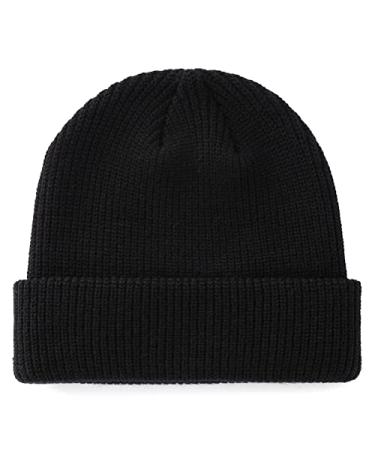 Connectyle Classic Men's Warm Winter Hats Acrylic Knit Cuff Beanie Cap Daily Beanie Hat Black