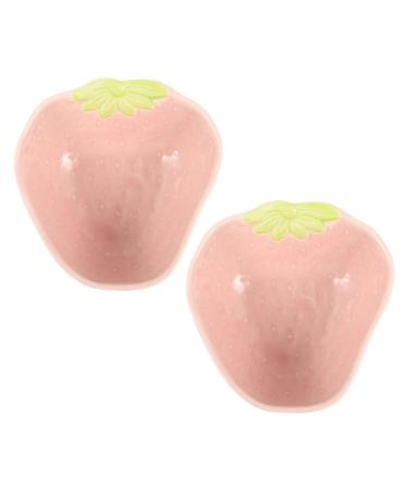KICHOUSE 2pcs Hamster Food Plate Hamster Cage Accessories Bunny Food Hawaiian Food Hamster Bath Bowl Ceramic Rat Bowl Pet Bowl Small Cat Bowl Hamster Supplies Food Bowl for Cats Ceramics medium Pink