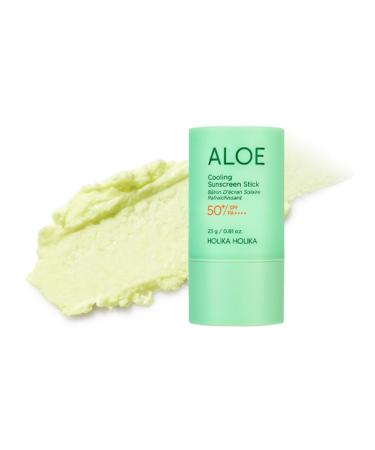 Holika Holika Aloe Cooling Sunscreen Stick: Moisturizing Soothing Hydrating Face & Body Broad Spectrum PF 50+ PA++++ Reef-Friendly Lightweight