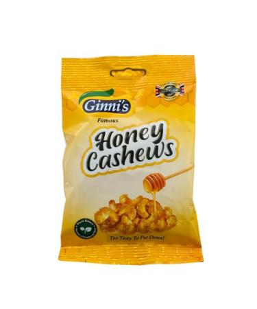 Ginni's Honey Roasted Cashew Nuts - Crunchy Sweet Natural Healthy Bits with Protein & Vitamins - Perfect for Home Parties Office Movies Bars - 6 x 110g