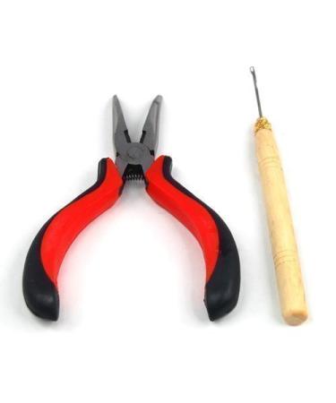 Accessotech pliers and pulling hook for hair extensions with silicone micro rings