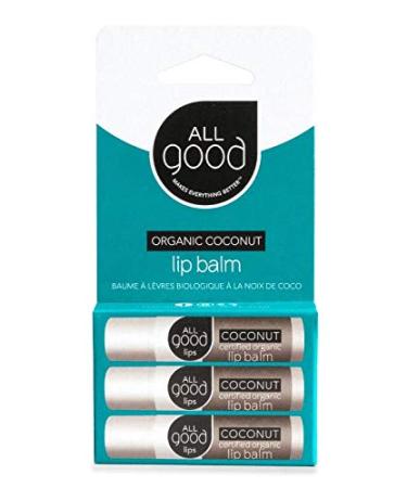 All Good Organic Lip Balm for Soft Smooth Lips - Calendula Lavender Olive Oil Beeswax Vitamin E | (Coconut) (3-Pack) Coconut (3-Pack)