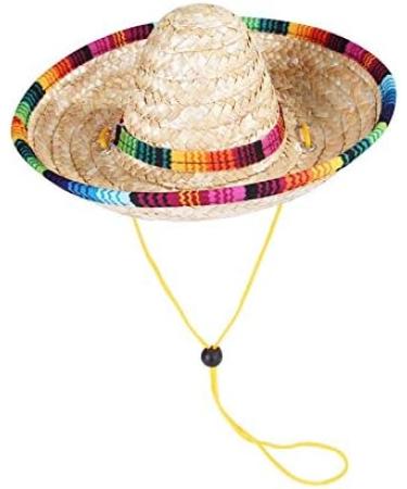 CheeseandU 2Pack Handcrafted Pet Straw Hat with Adjustable Chin Strap  Lovely Sun Hat Funny Mexican Party Costume Party Photo Prop Dog Sombrero Hat for Dog/Puppy/Cat/Kitty Small - Buy Online on SooperMarket.com