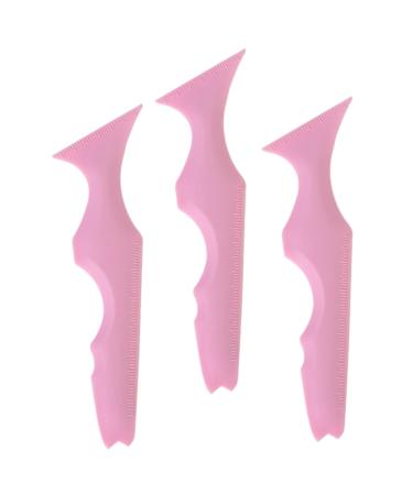 Mikinona 3pcs Silicone Beauty Ruler Eyeliner Pencil Eyeshadow Stencils Aid Makeup Guide Stencils Puzzle Bevel 15X4.15CM Pink-2