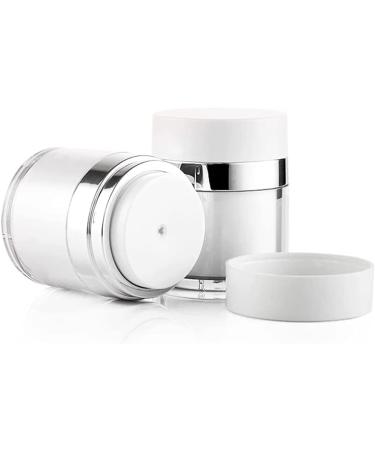 Furnido 2 Pack 1.7 oz Airless Pump Jars - Refillable Travel Lotion Containers for Skincare Cream - White - Buy Online on SooperMarket.com