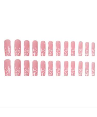 Foccna Square Pearl Pink Press on Nails - 24 pcs Long Acrylic False Nails for Women and Girls - Buy Online on SooperMarket.com