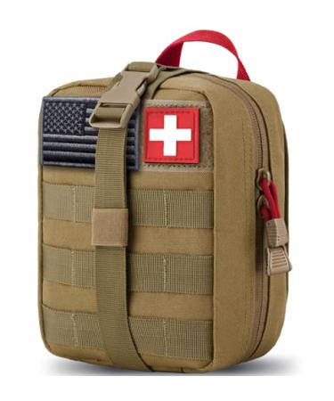 Medical tactical bags Emt first aid ifak rip-away utility pouch for camping hunting hiking at home car and adventure (red+brown)