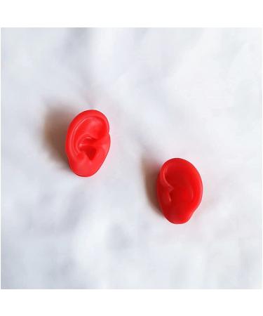 Flexible Silicone Ear Sample - Artificial Simulation Ear Red Ear Silicone Ear Model for Acupuncture Studs Earrings Earphones Helmet Display