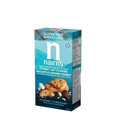 Nairn s Dark Chocolate & Coconut Chunky Oat Cookies | Made with Gluten Free Wholegrain Oats | High Fibre | Vegetarian | No Artificial Colours Flavours or Preservatives | 160g