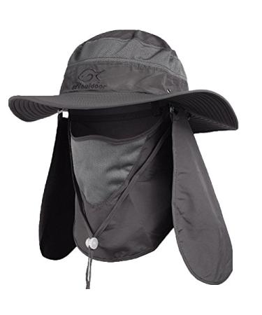 Ddyoutdoor 07-281 Fashion Summer Outdoor Sun Protection Fishing Cap Neck Face Flap Hat Wide Brim Dark Gray