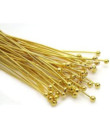 Gold Solid Brass Head Ball pins for Jewelry Making  Crafts - Hypoallergenic (50mm x 22 Gauge) 2 Inch