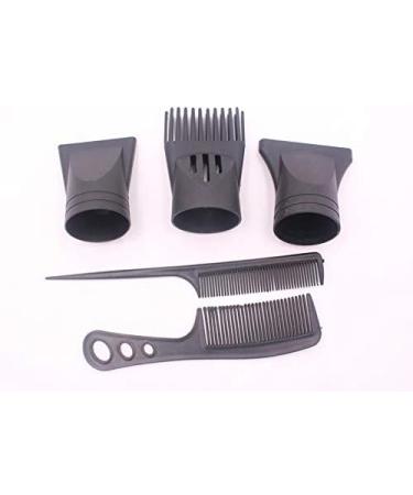 Black Hair Dryer Accessories Kit - 5Pcs Set for Blow Drying with Nozzle, Diffuser, and Replacement Hair Comb - Fits Diameter 4.0cm-4.8cm - Buy Online on SooperMarket.com
