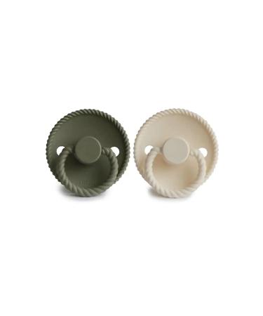 Frigg Natural Latex Pacifier Rope Cream/Olive 0-6 m x2