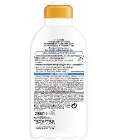 Garnier Ambre Solaire Kids Sensitive Sun Protection Lotion SPF 50+ 200ml Very High Protection Sunscreen Against UVA & UVB Moisturising Water Resistant Sun Cream For Face & Body 3 star UVA Protection - Buy Online on SooperMarket.com