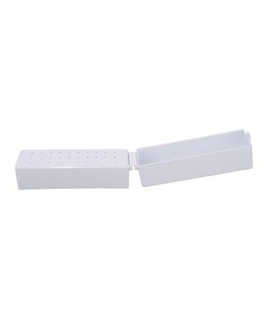 Nail Displayer Organizer Box for Nail Drill Bits Nail Drill Bits Holder Dustproof Professional 30 Holes Nail Drill Tools Container For Home Use Nail Salon White