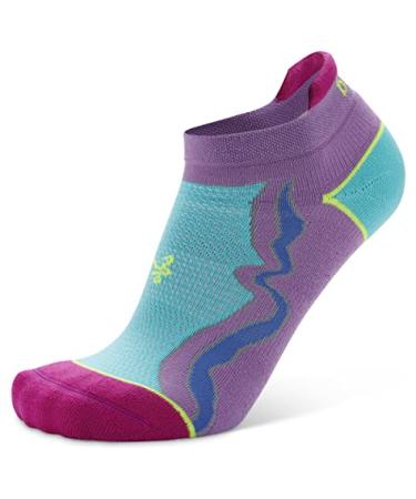 Balega Enduro Arch Support Performance No Show Athletic Running Socks for Women (1 Pair) Medium Bright Lilac/Neon Aqua