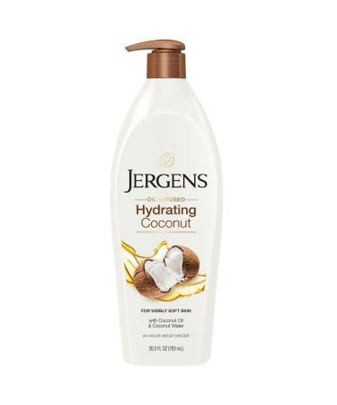 Jergens Hydrating Coconut Body Moisturizer Infused with Coconut Oil and Water for Long-Lasting Moisture Hydrates Dry Skin Instantly 26.5 Ounce (Pack of 6) Dermatologist Tested (Packaging May Vary)