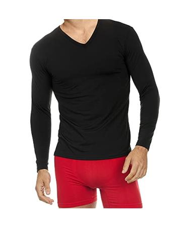 Thermajohn Thermal Shirts for Men V Neck Long Sleeve Thermal Compression Shirts for Men Base Layer Cold Weather Black XX-Large