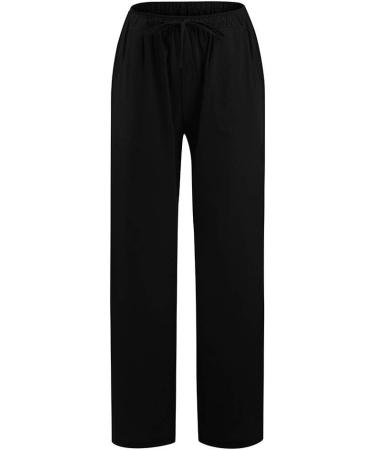 Buy Ronony Women's Cotton-Linen Beach Pants - High Waist Loose Fit Yoga & Jogging Trousers - Stylish Black Wide Leg Sports Pants for Training - Buy Online on SooperMarket.com