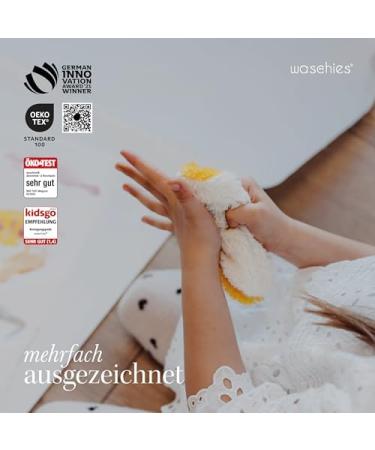 Waschies Kids Washing Pads - Reusable Super Soft Skin-Friendly Baby Cleaners - Made in Germany Pastel Yellow - 2 Pack - Buy Online on SooperMarket.com