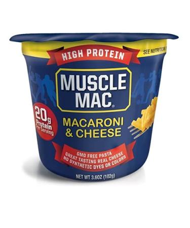 Muscle Mac | Macaroni and Cheese Microwavable Mega Cups, 20 Grams Of Protein Per Serving, Real Cheese, Non-GMO, (12 Cups)