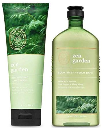 Bath and Body Works Aromatherapy ZEN GARDEN Gift Set - Moisturizing Body Cream and Body Wash + Foam Bath - Full Size