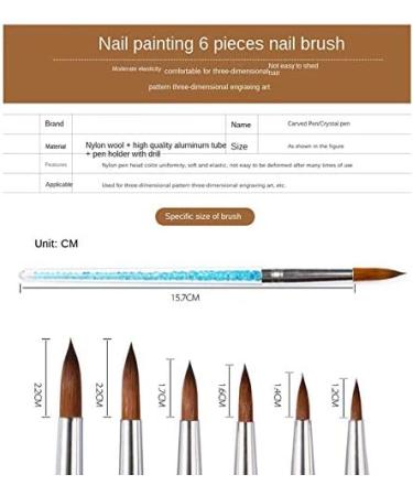 Ghulumn Brushes Crystal Nail Crystal Carving Pen Blue Transparent Crystal Pen with Diamonds 6 Sets Foil Nail Art - Buy Online on SooperMarket.com