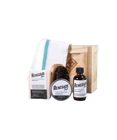 Man Crates Beard Wrangler Mini Crate - Includes Beard Shampoo Beard Balm Grooming Oil Beard Brush - 100% Natural Oils - Unique Gift for Men