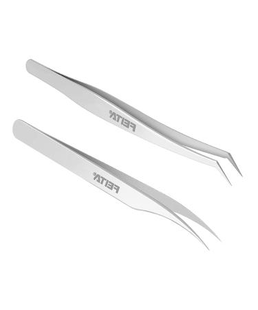 Feita Professional Stainless Steel Volume Eyelash Extension Tweezers - Angled & Curved Precision Tools for 3D-6D Lashes & Hair Removal (Set of 2) - Buy Online on SooperMarket.com