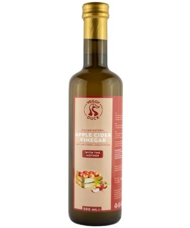 Veggy Duck - Italian Raw Natural Apple Cider Vinegar with The Mother (500ml) - Unfiltered | Unpasteurized | GMO Free | Vegan Friendly