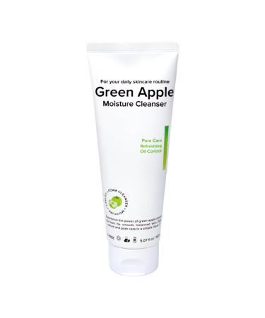 Foaming Facial Cleanser for Daily Face Wash Skincare with Hyaluronic Acid- Green Apple Moisture Cleanser 5.07fl.oz (150ml)