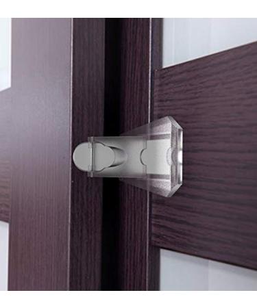 Sliding Door Lock Child Safety - Closets, Windows, Patio, Glass Doors - Double Sided Tape, Easy Install No Drill Required, 4 Pack, Clear