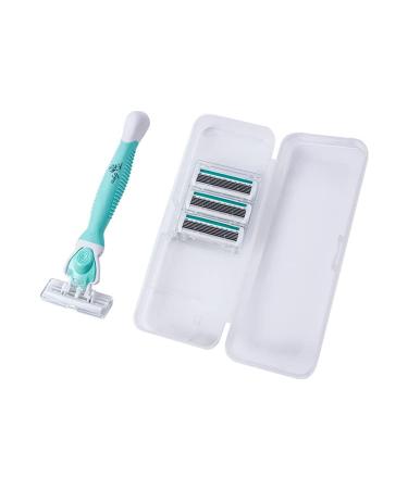 Velvety Skin Women's Razor 6 Blades - Moisturizing Strip - Comfortable Handle - Turquoise Satin - Buy Online on SooperMarket.com