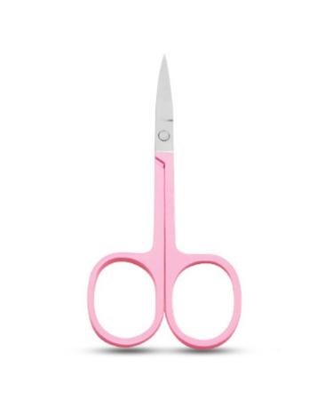 YSJJZRL 2 Pcs Professional Grooming Scissors - Eyebrow Scissors - Small Curved Stainless Steel Manicure & Beauty Scissor (Pink)