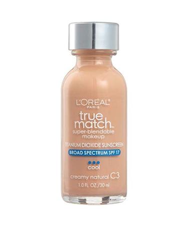 L'Oreal Paris Makeup True Match Super-Blendable Liquid Foundation  Creamy Natural C3  1 Fl Oz 1 Count Light Medium C3 CREAMY NATURAL 1 Fl Oz (Pack of 1)