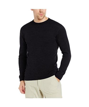 Minus33 Chocorua Men's Midweight Crew Shirts - 100% Merino Wool - Long Sleeve Thermal Base Layer - Big and Tall Options X-Large Tall Black