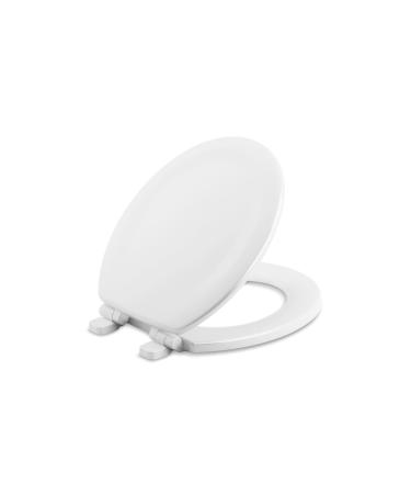 KOHLER Stonewood Quiet-Close Round-front, Slow-Close, Wood, White toilet seat, K-20467-0, White White Rounded Stonewood