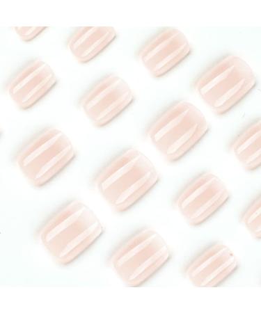 Mouyouglow Press On Nails Short Square Pink Nude Gradient Full Cover Artificial Nails with Glue | Angular Baby Boomer Acrylic Fingernails for Women & Girls - Buy Online on SooperMarket.com