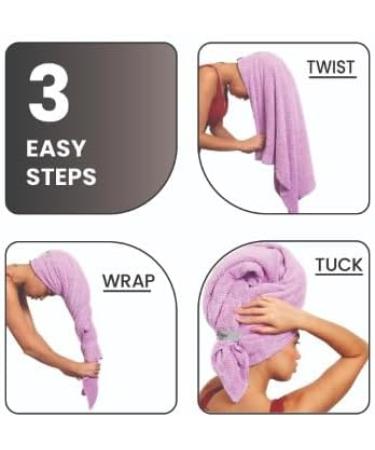 Curly Girl Microfiber Hair Towel with Strap - Fast Drying Anti-Frizz Waffle Design for Curly Hair - Lavender - Buy Online on SooperMarket.com