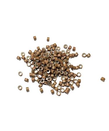 Kiara World 100 Light Brown Silicone Lined Micro Rings Beads 5mm for Pre Bonded I Tip Human Hair Extensions Feather Extensions
