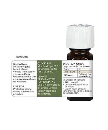 Buy Aura Cacia Organic Lemon Eucalyptus Essential Oil 0.25 fl. oz | Pure Corymbia citriodora - Buy Online on SooperMarket.com
