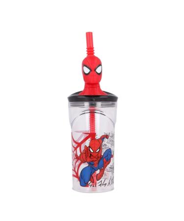 ILS I LOVE SHOPPING SPIDERMAN - Cup 360 ml with straw and 3D figure for children BPA free (Spiderman) Spiderman.