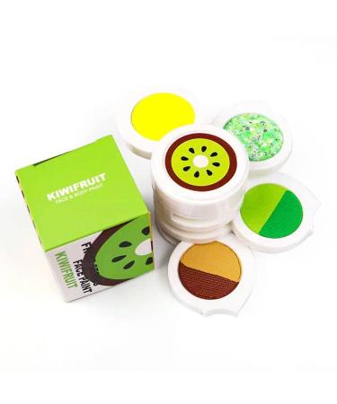 Water Activated Eyeliner Palette with Pressed Chunky Neon Glitter   Water Activated Face Body Paint UV Glow in the Dark Black light  Water Based Graphic Hydra Eyeliners with Cute Fruit Design- Kiwi