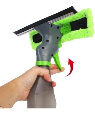 ZABEES 3 In 1 Glass Scraping Wiper Spray Scraper Brush Water Spray Window Cleaner Microfiber Cloth Pad Kit Household Cleaning Tool - Buy Online on SooperMarket.com