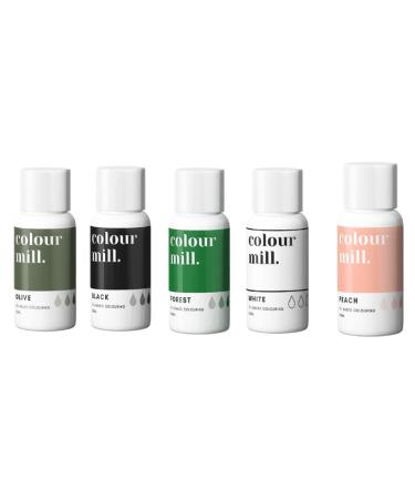 Art Of Cake Colour Mill Set of 5 (20ml) (Olive White Black Peach Forest)
